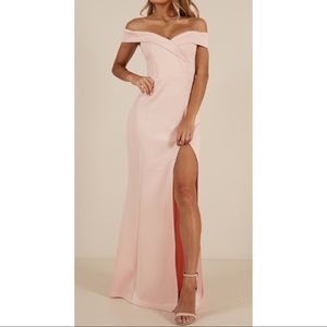 Off the shoulder blush dress